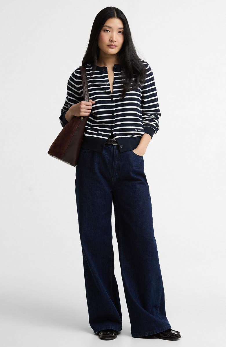 Barbour Baiton Stripe Cotton Cardigan, Alternate, color, Dark Navy Stripe