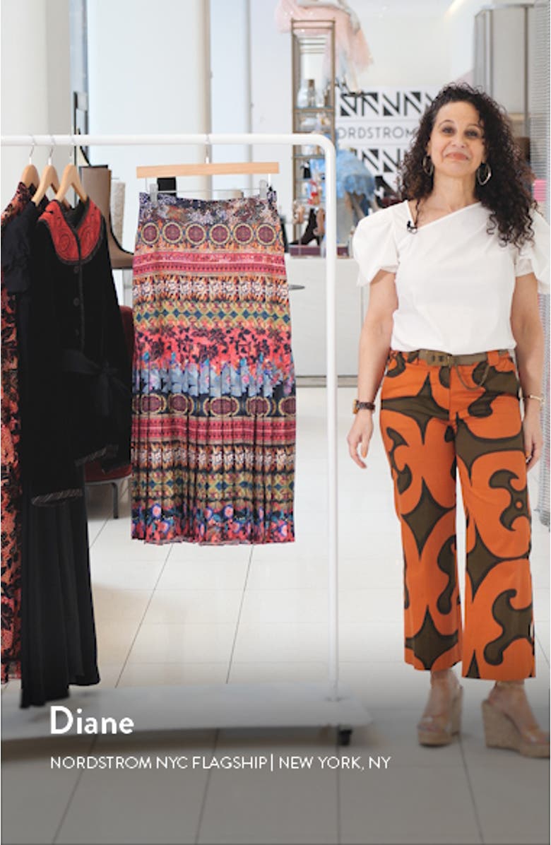 Geo Print Satin Midi Skirt, sales video thumbnail