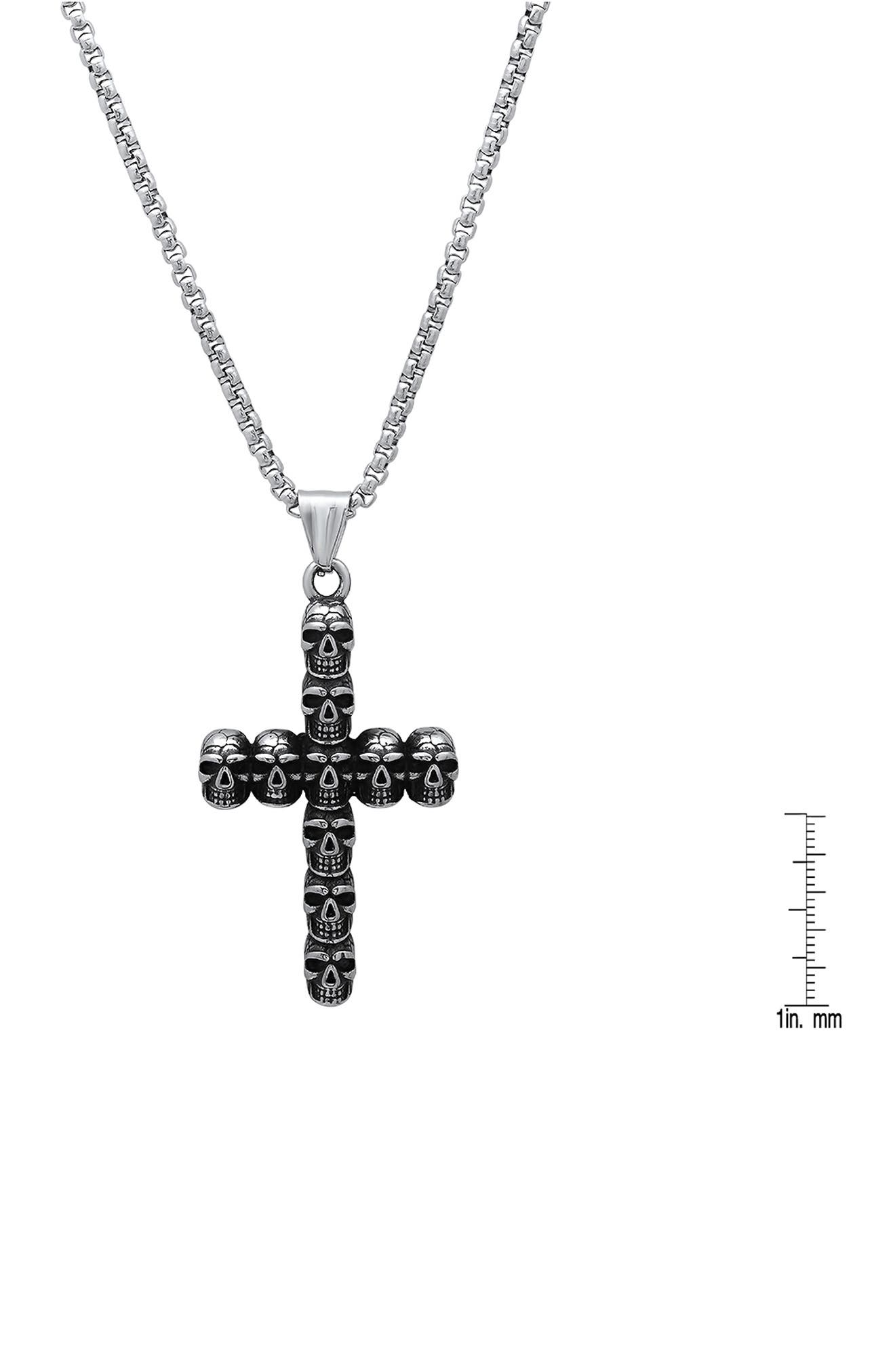 HMY JEWELRY Men's Stainless Steel Skull Cross Pendant Necklace ...