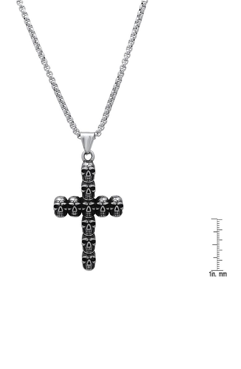 HMY JEWELRY Men's Stainless Steel Skull Cross Pendant Necklace, Alternate, color, Silver
