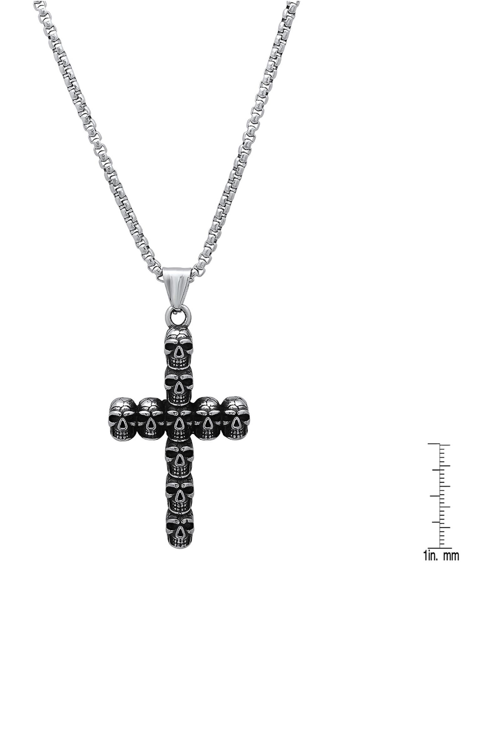 HMY JEWELRY Men's Stainless Steel Skull Cross Pendant Necklace ...
