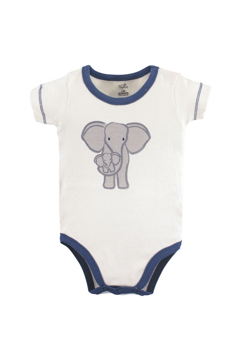 3Pk Organic Bodysuits, Alternate, color, Elephant