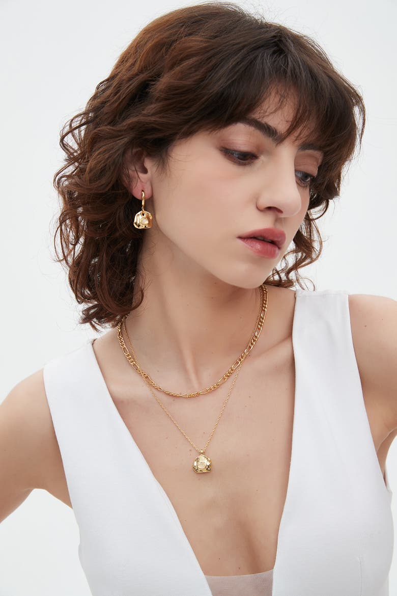 Aria Gemstone Hoop Drop Earrings, Alternate, color, Gold/Translucent White
