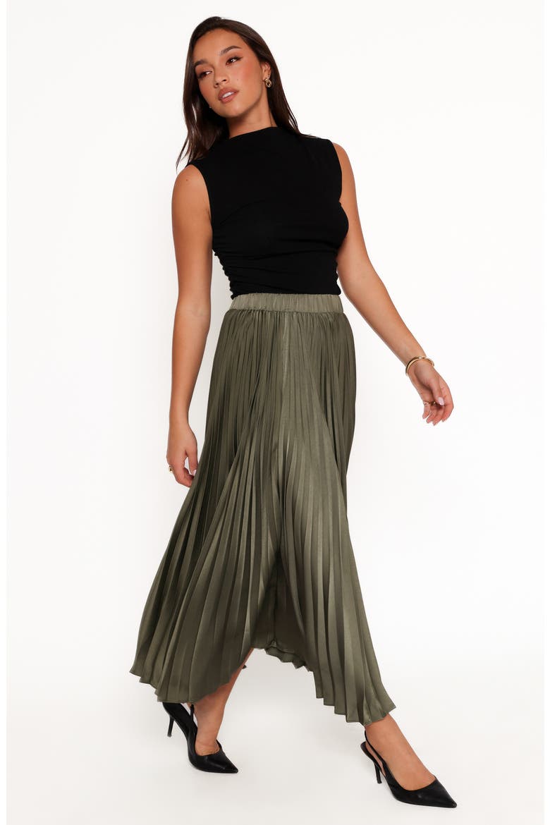 Polina Pleated Maxi Skirt, Alternate, color, OLIVE
