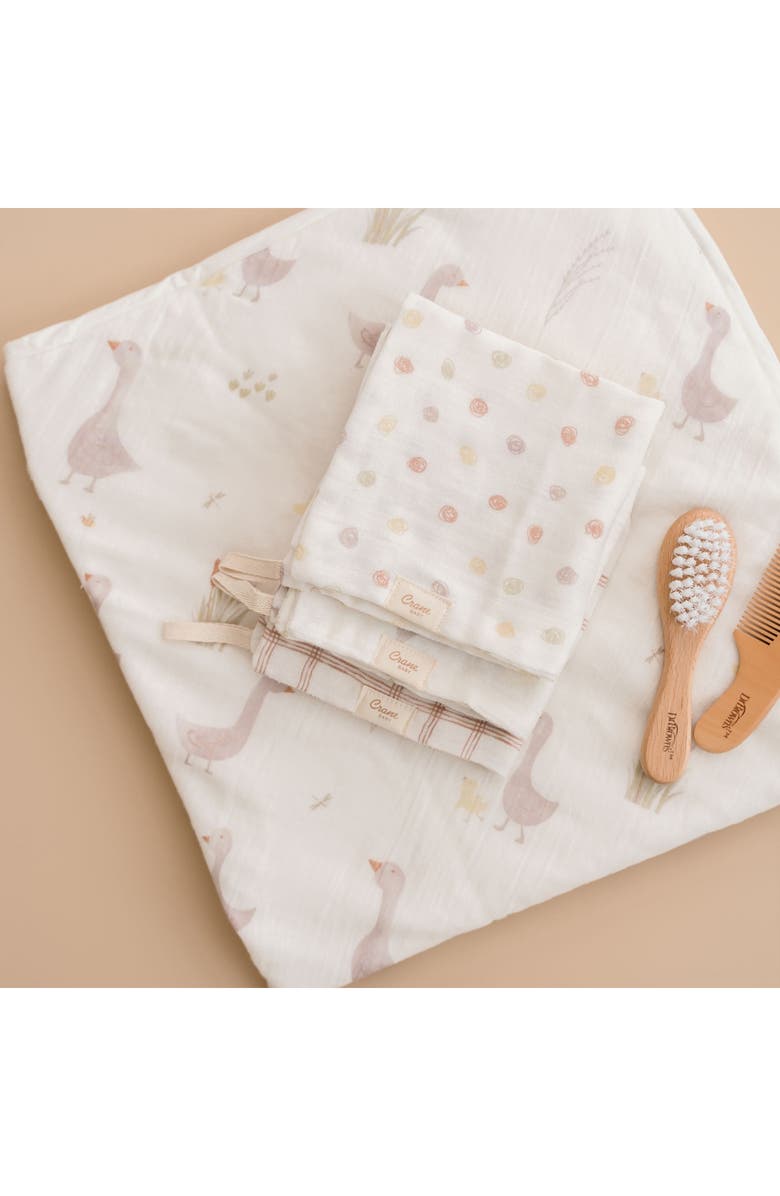 CRANE BABY Goose Assorted 3-Pack Washcloth & Hooded Bath Towel Set, Alternate, color, Beige