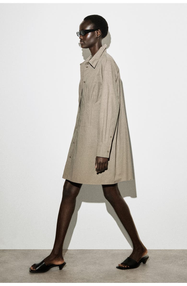 COS Waisted Cotton Shirt Dress, Alternate, color, Gray