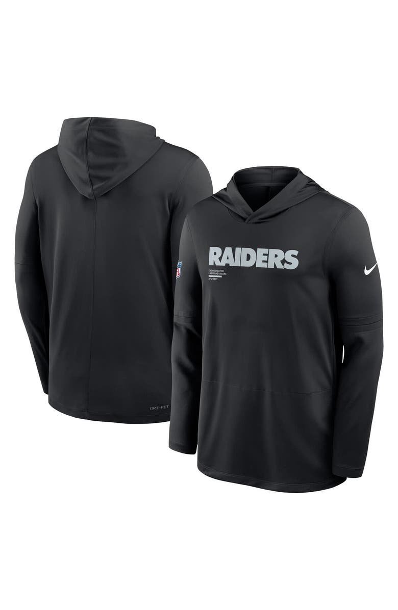 Nike Men's Nike Black Las Vegas Raiders Big & Tall Sideline Performance Long Sleeve Hoodie T-Shirt, Alternate, color, Black