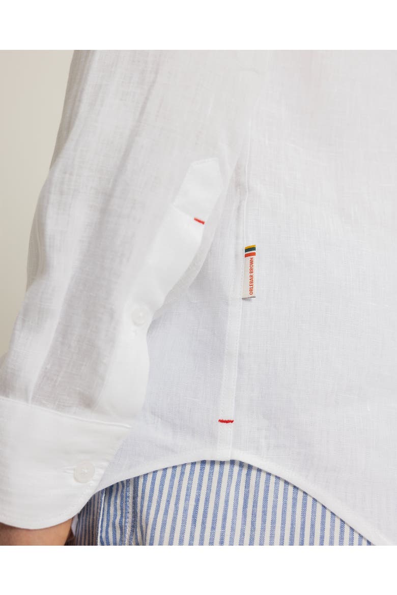 Giles Embroidery Tailored Fit Linen Embroidery Shirt, Alternate, color, White Sand/Night Iris