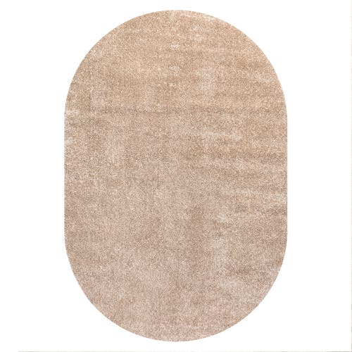Jonathan Y Haze Solid Low-pile Oval Area Rug In Beige/pearl