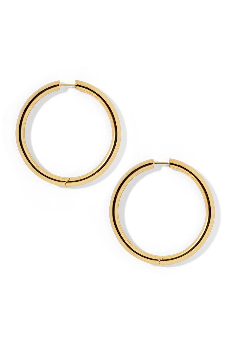Lilly Hinge Baby Hoop Earrings, Main, color, YELLOW GOLD