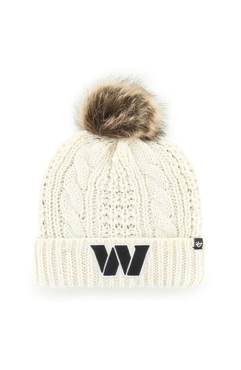 '47 Women's '47 Cream Washington Commanders Meeko Cuffed Knit Hat with Pom, Main, color, Cream