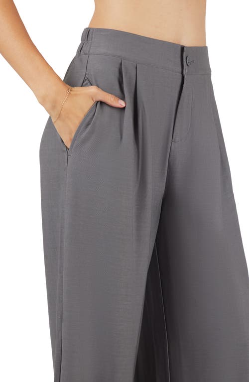 90 Degree By Reflex Fifth Ave Wide Leg Stretch Denim Pants In Charcoal