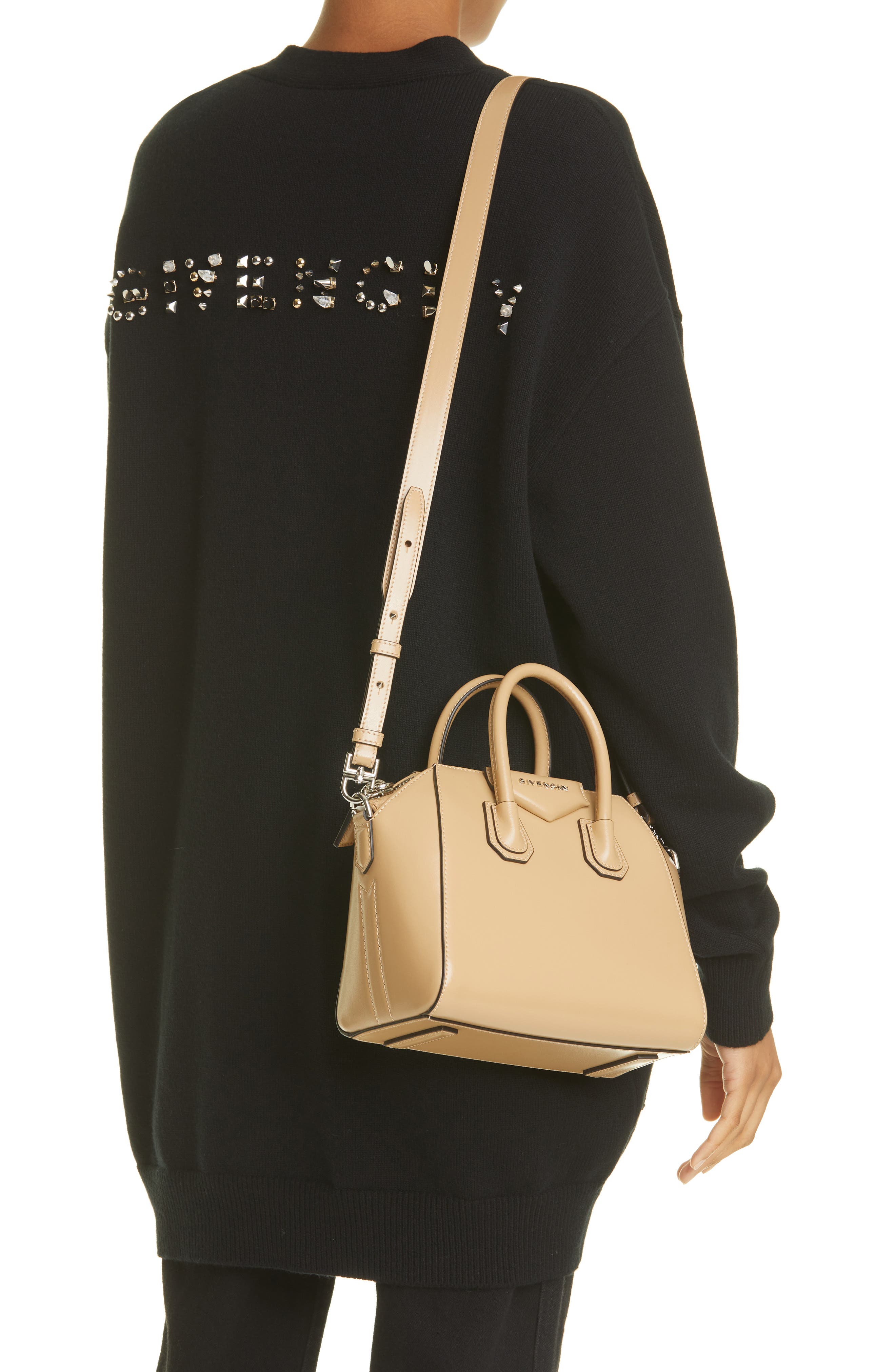 Givenchy Mini Antigona Leather Satchel, Alternate, color, 