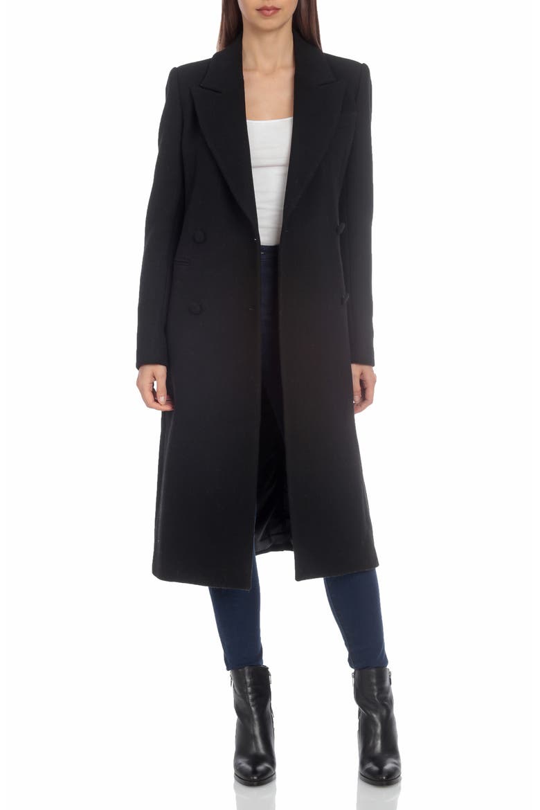 Double Breasted Coat, Main, color, BLACK