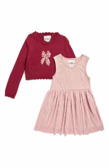 Rare Editions Kids' Bow Sweater & Tank Dress Set