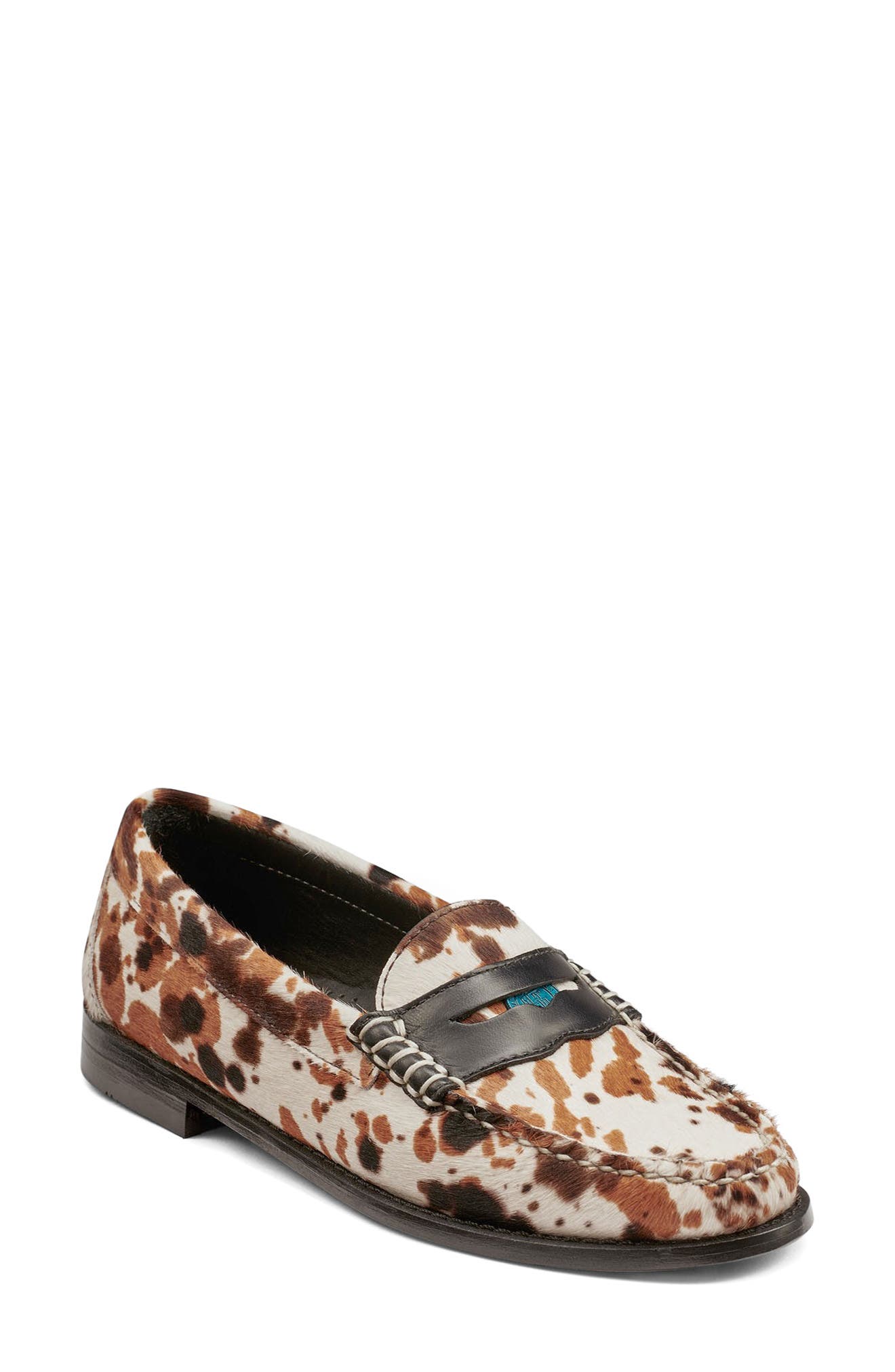 G.H.BASS Whitney Weejuns<sup>®</sup> Genuine Calf Hair Penny Loafer, Main, color, Brown Multi