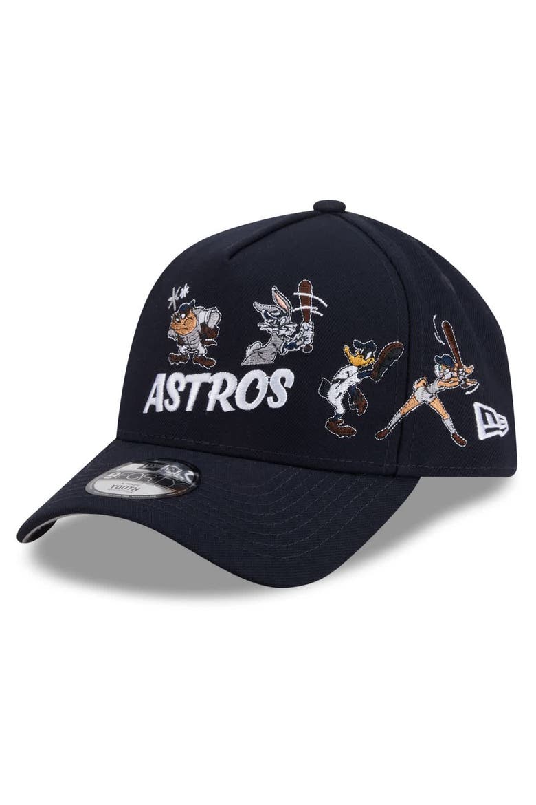 Youth New Era Navy Houston Astros Looney Tunes A-Frame 9FORTY Adjustable Hat, Alternate, color, Navy