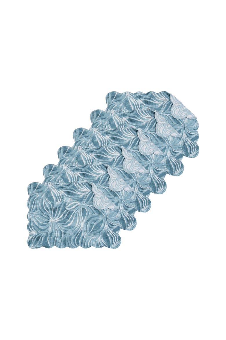 Azzurra Marine Coastal 100% Cotton Set of 6 Placemats 13" x 19", Main, color, Blue