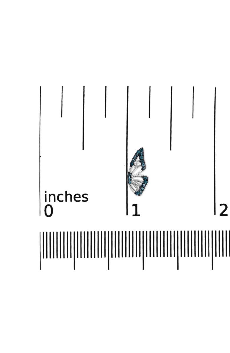 Haus of Brilliance Sterling Silver 1/6 Cttw Blue Treated Diamond Butterfly Stud Earrings, Alternate, color, Silver