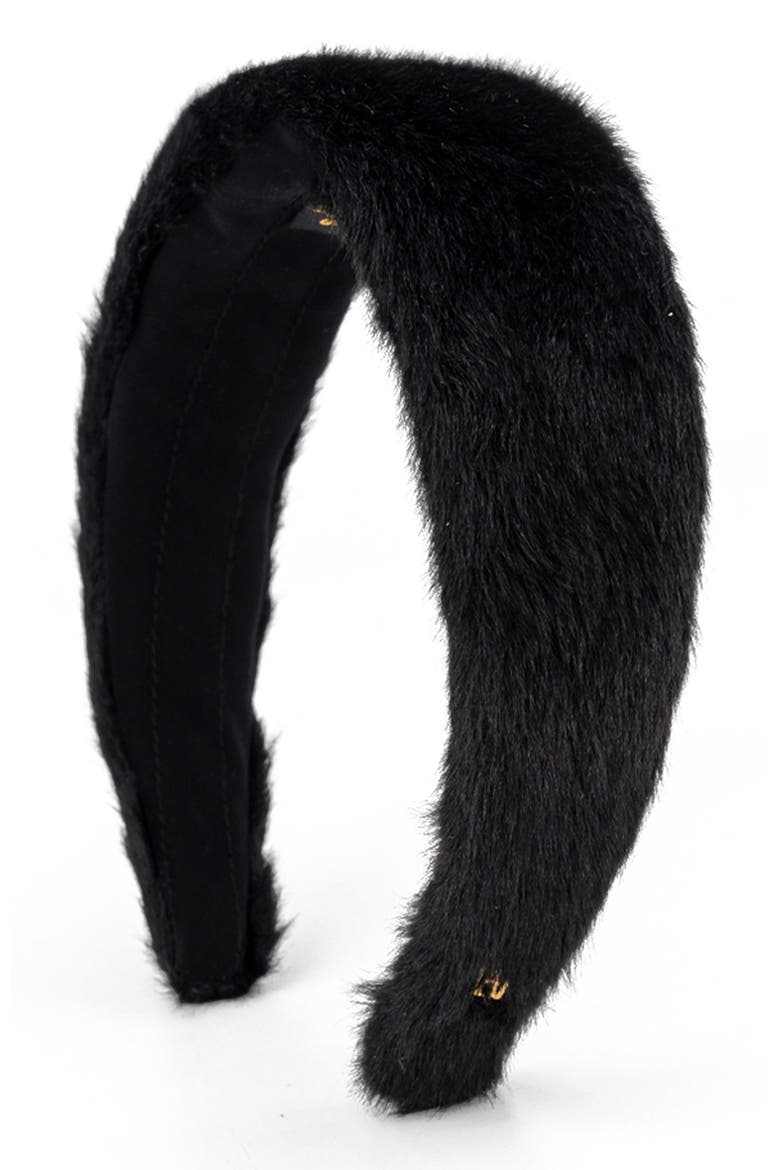 Faux Fur headband, Main, color, Black