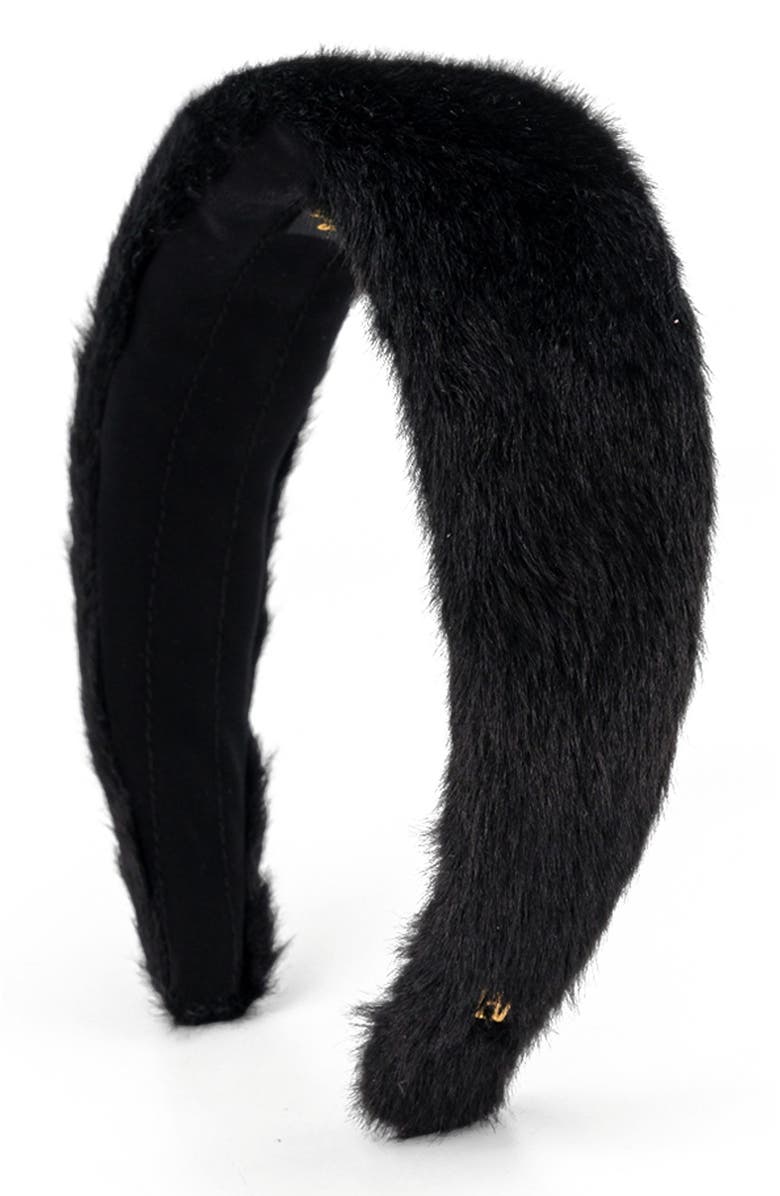 Alexandre de Paris Faux Fur headband, Main, color, Black