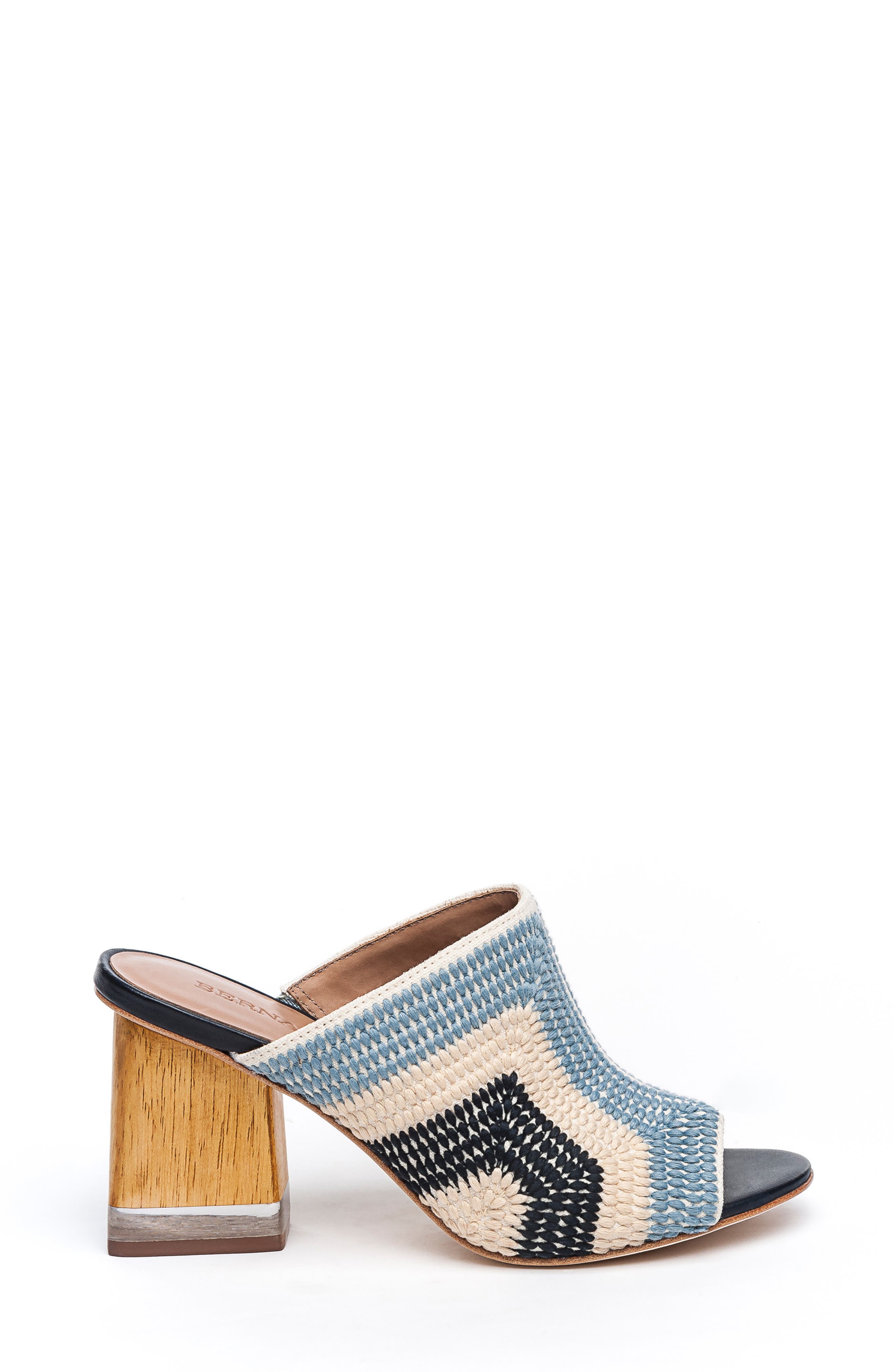 Bernardo Noelle Slide Sandal, Alternate, color, BLUE/ CREAM/ NAVY FABRIC