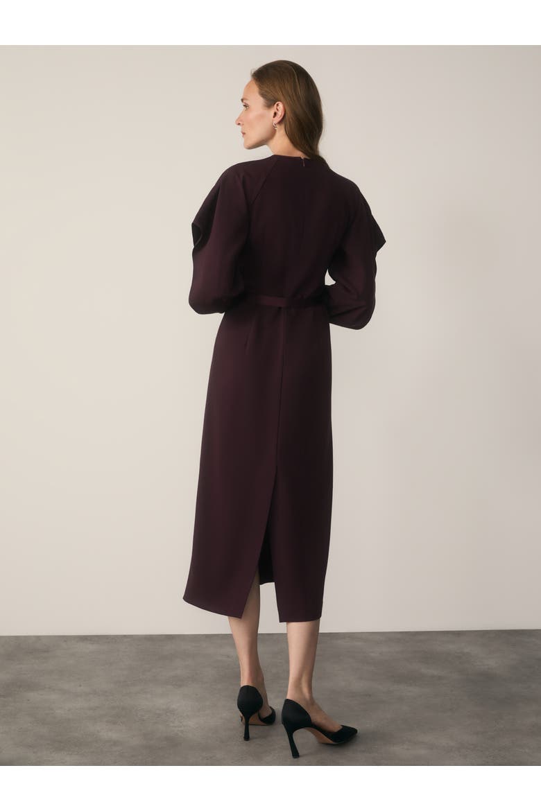Asti Long Sleeve Midi Crepe Dress, Alternate, color, Purple