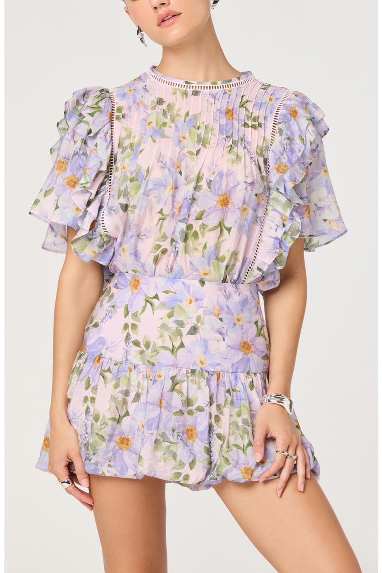Kinley Flutter Sleeve Top, Alternate, color, LILAC FLORAL