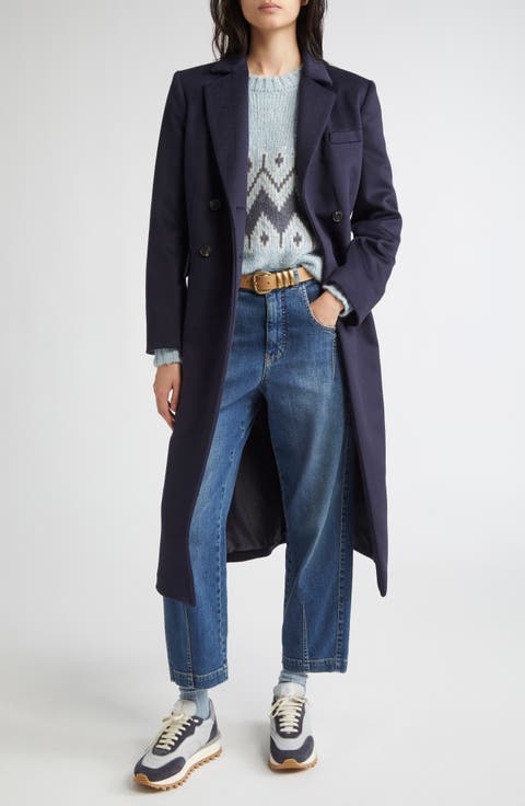 Double Breasted Virgin Wool Longline Coat