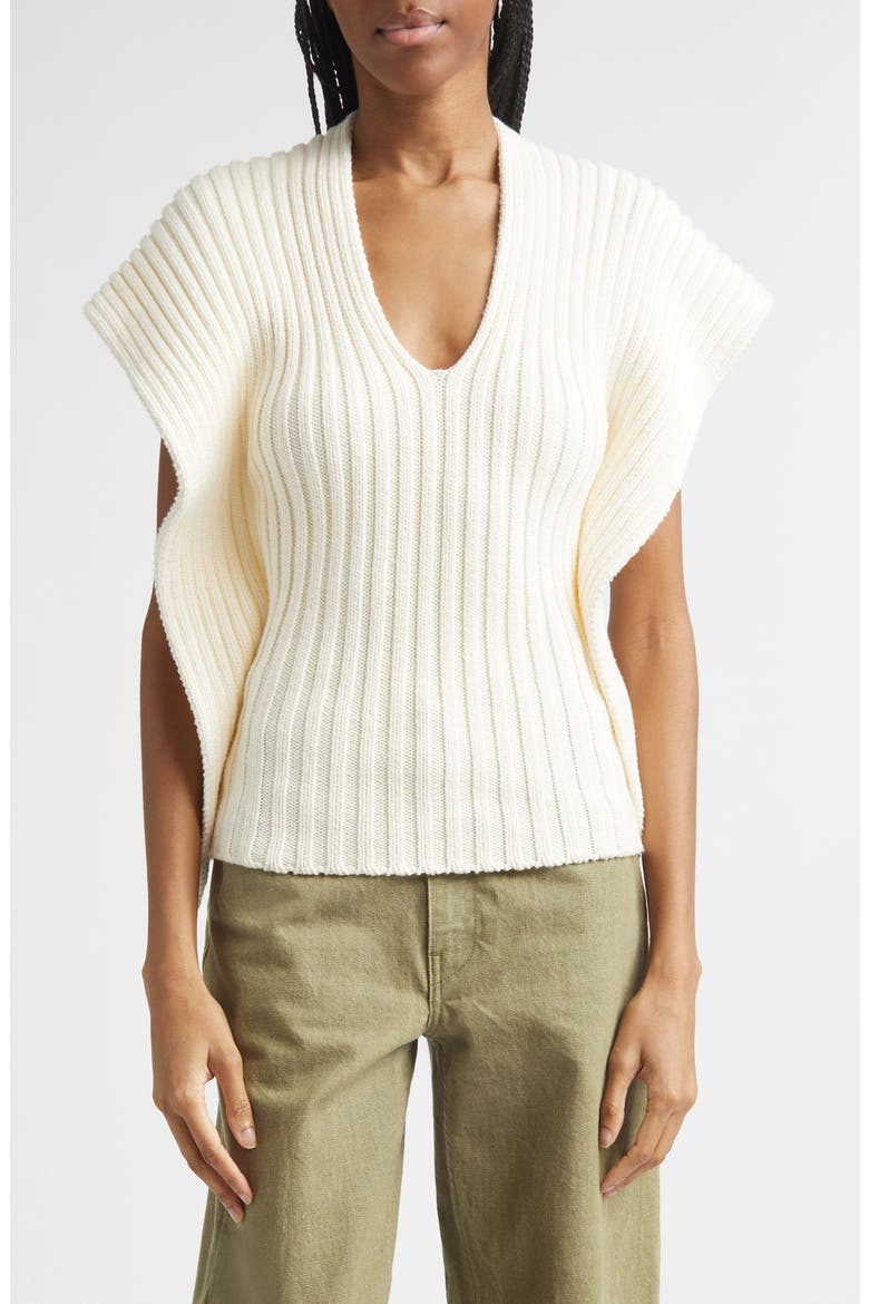 Greer Cutout Rib Cotton Sweater, Main, color, ECRU