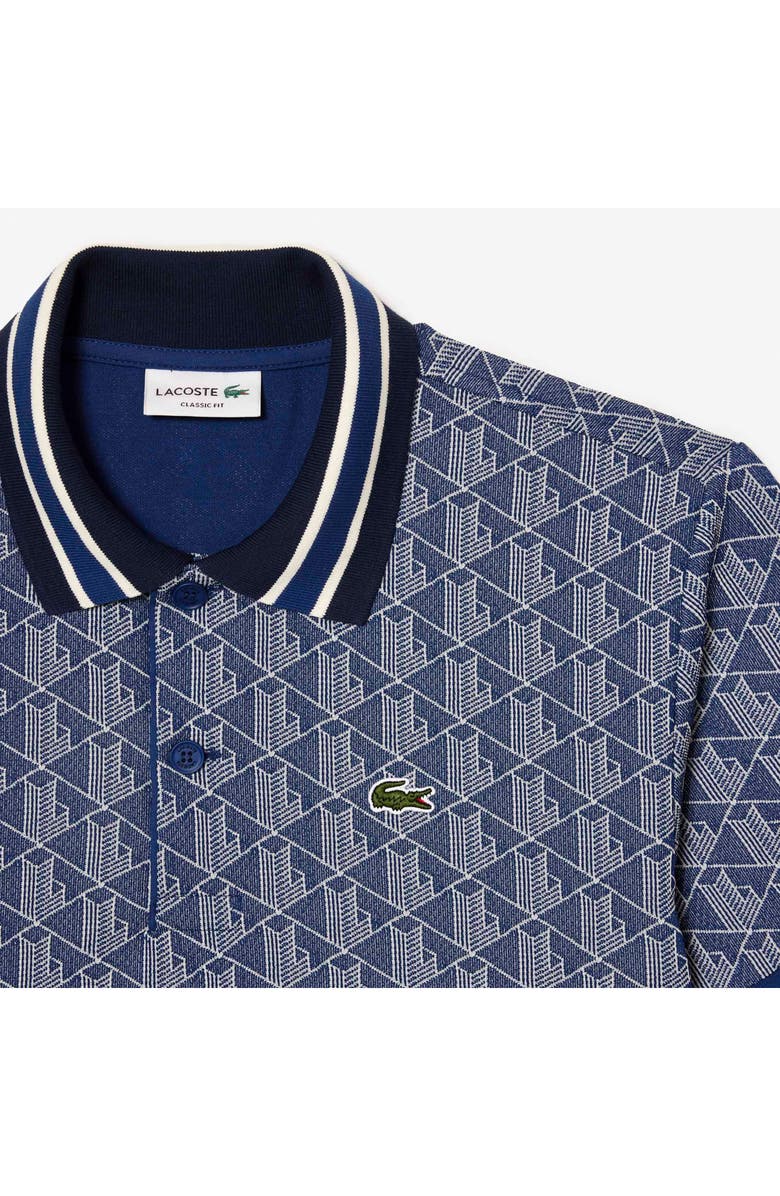 Lacoste Monogram Jacquard Polo, Alternate, color, Qie Methylene/ Farine