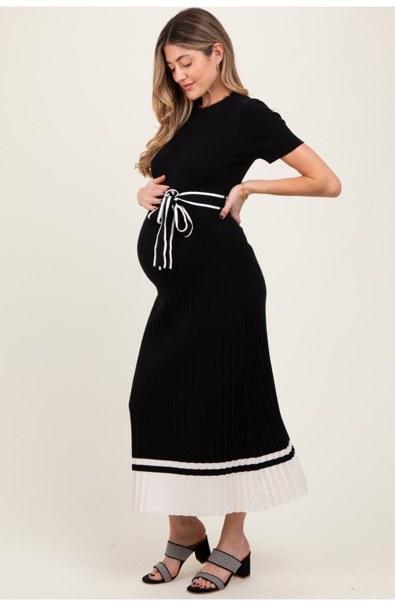 PinkBlush Ribbed Knit Pleated Midi Dress, Alternate, color,