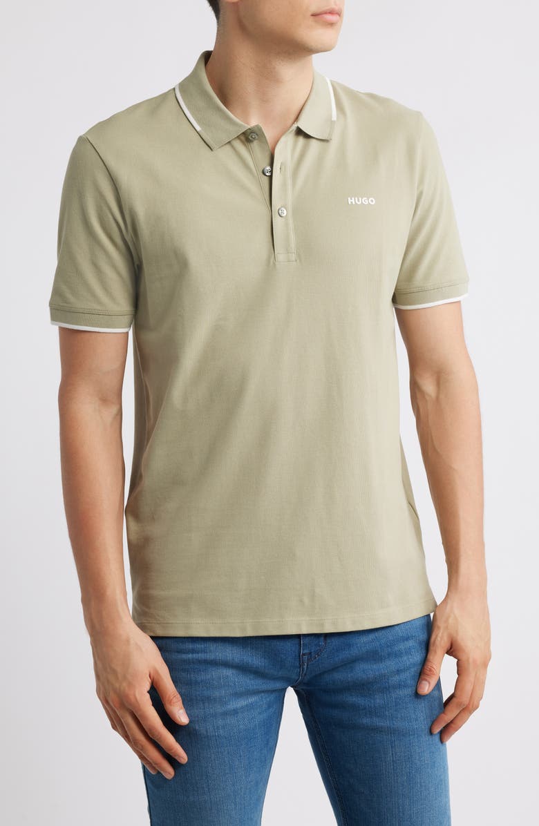 HUGO Dino Tipped Polo, Main, color, Open Green