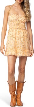 Sky to Moon Ruffle Trim Shoulder Tie Minidress