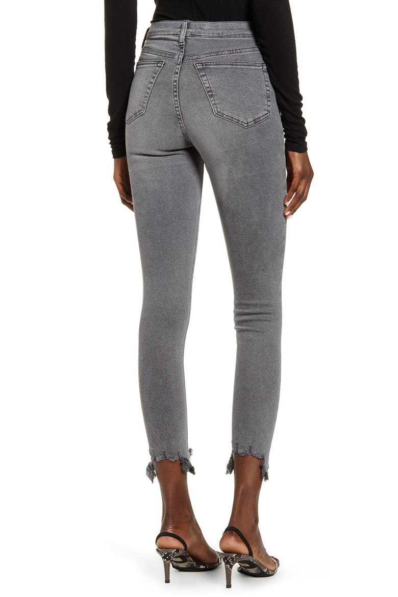 Jamie Moto Jagged Hem Jeans, Alternate, color, GREY