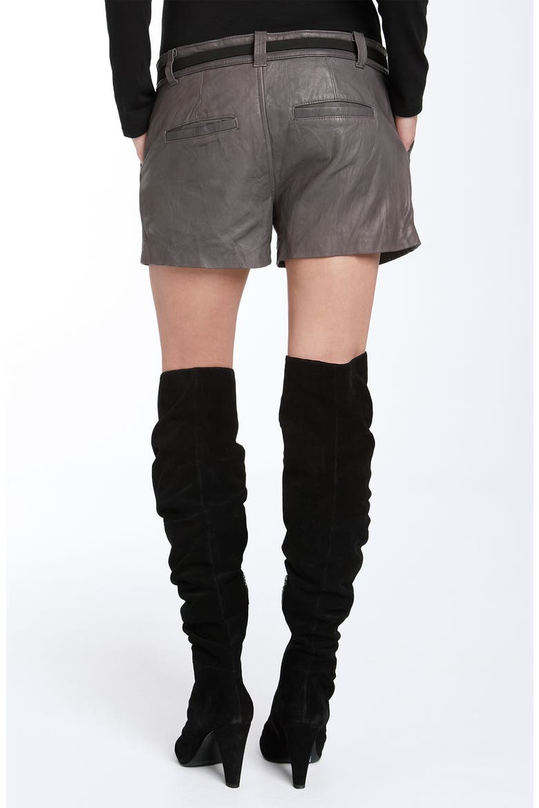 'Denver' Leather Shorts, Alternate, color, CHARCOAL
