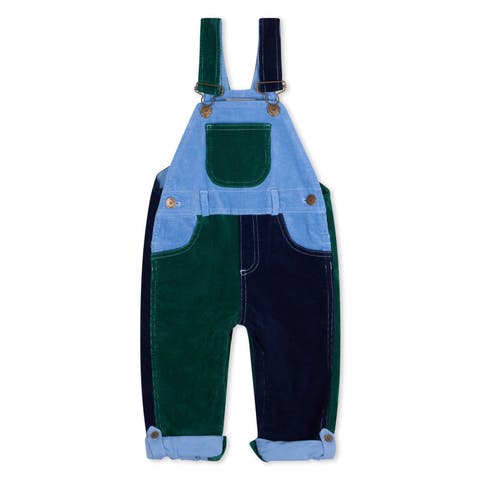 Patchwork Cord Overalls