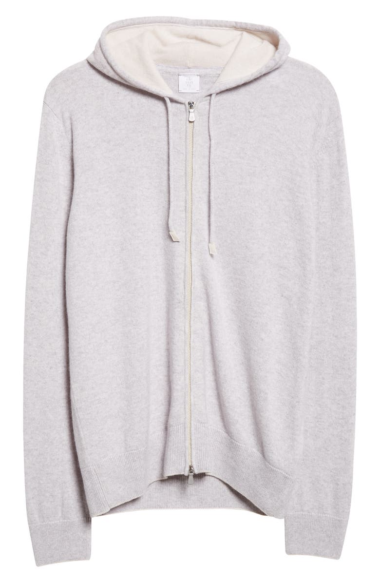 Eleventy Full Zip Cashmere Hoodie Sweater, Alternate, color, Light Grey Melange And Sand