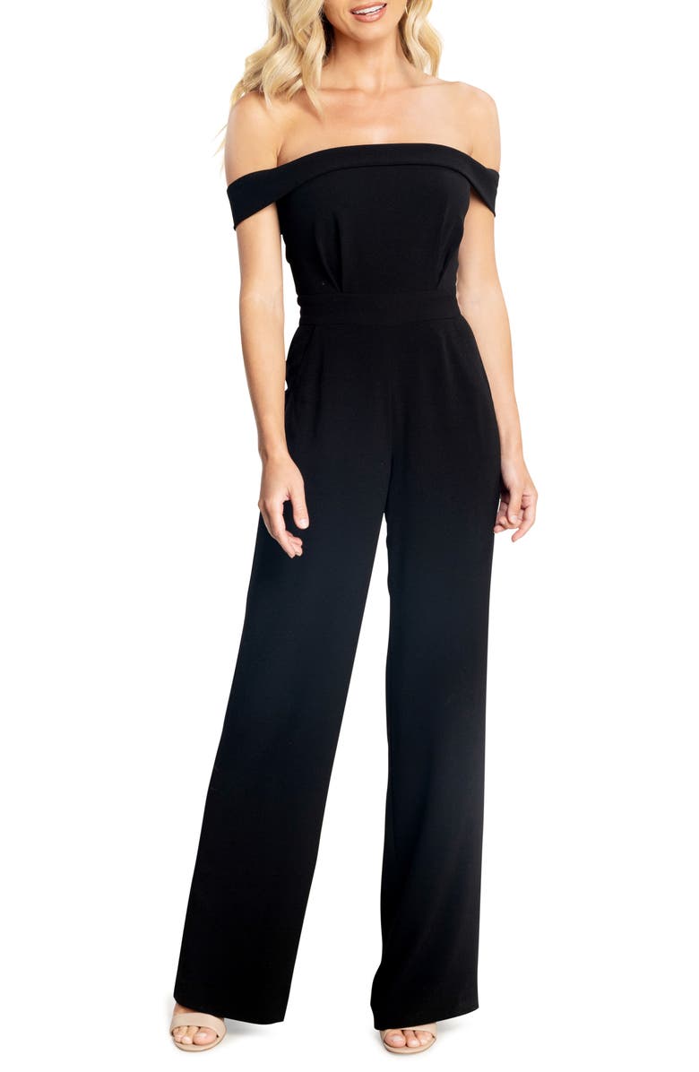 Dress the Population Julian Off the Shoulder Jumpsuit, Main, color, 