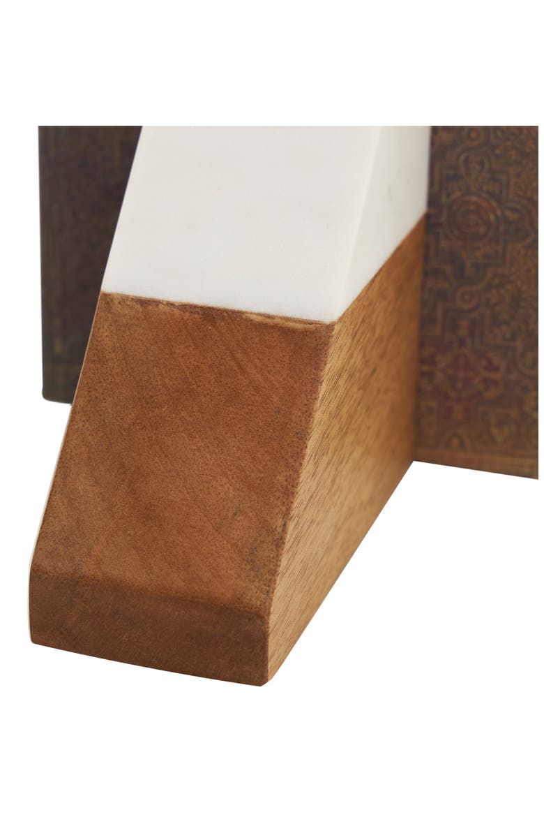 Marble & Wood Bookends, Alternate, color, BROWN
