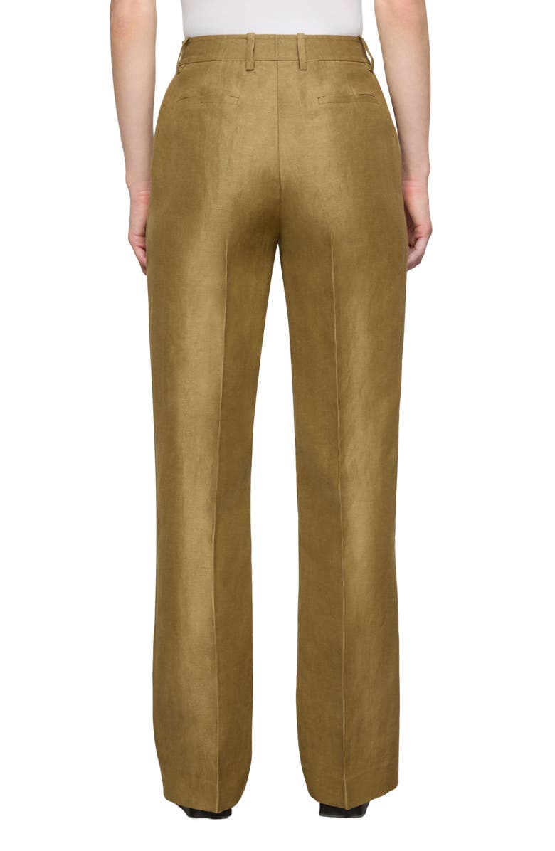 Lafayette 148 New York Gates Floral Linen Blend Pants, Alternate, color, Khaki Green