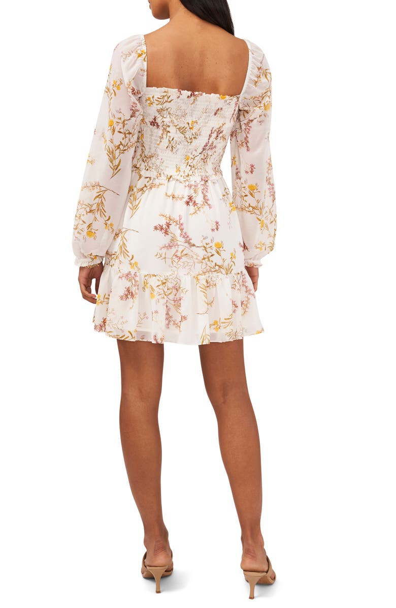 1.STATE Smocked Square Neck Long Sleeve Dress, Alternate, color, 