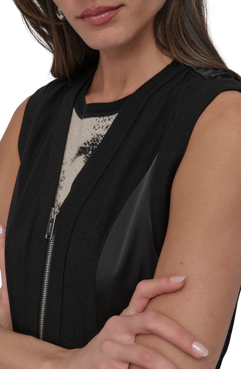 DKNY Mixed Media Zip Vest, Alternate, color,