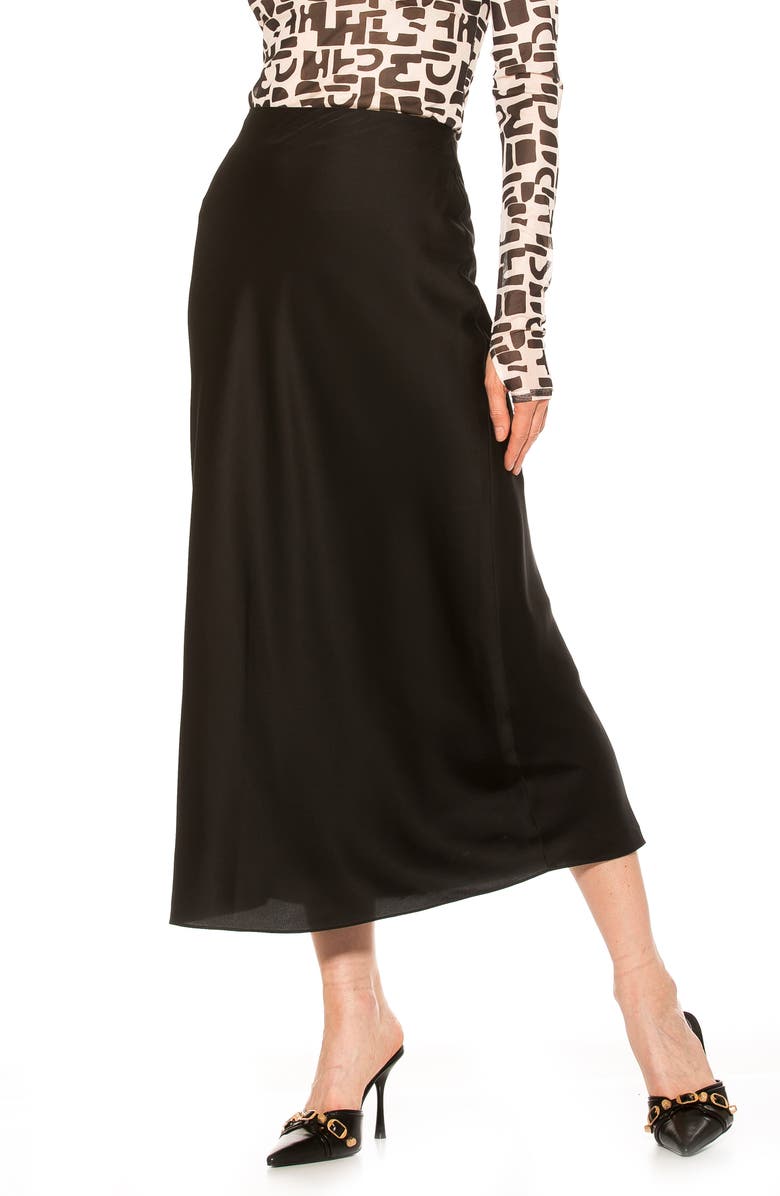 Alexia Admor Hunter Satin Midi Skirt, Alternate, color, 