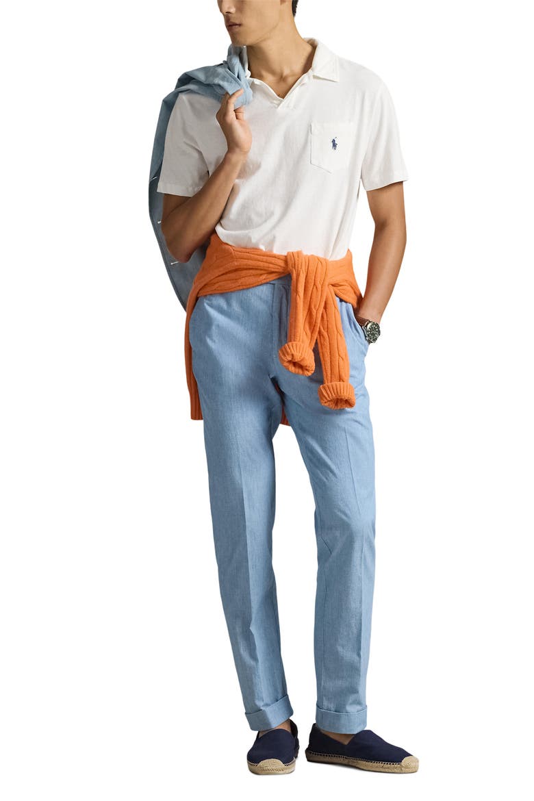 Johnny Collar Cotton & Linen Pocket Polo, Alternate, color, NEVIS