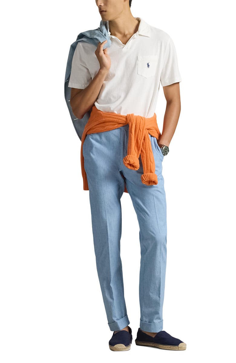 Polo Ralph Lauren Johnny Collar Cotton & Linen Pocket Polo, Alternate, color, 