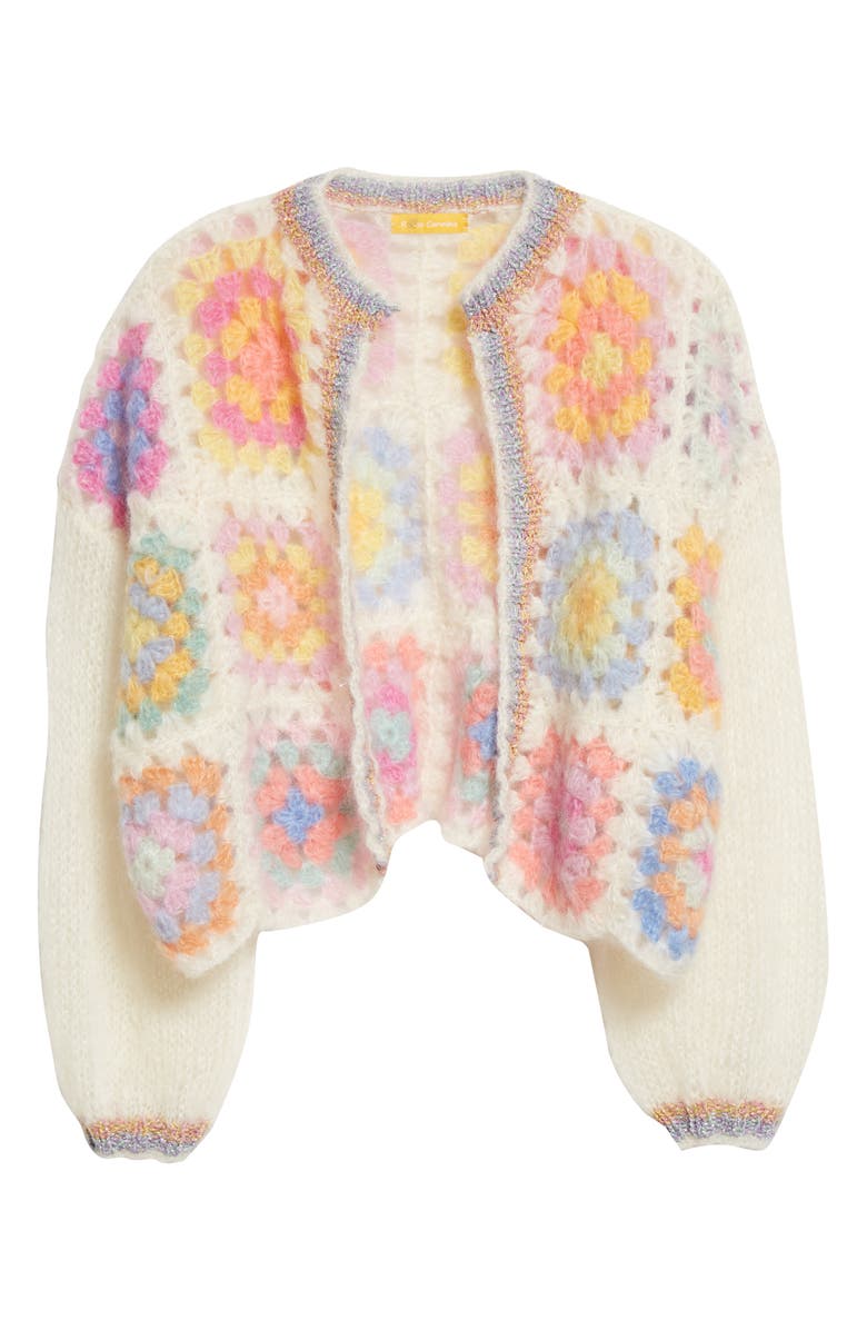 Rose Carmine Bolero Crochet Mohair & Wool Blend Cardigan, Alternate, color,