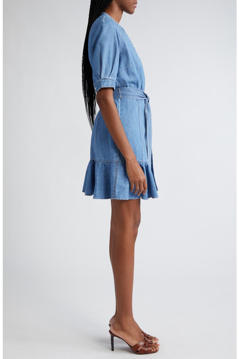 Kanika Belted Denim Minidress, Alternate, color, ICEBERG