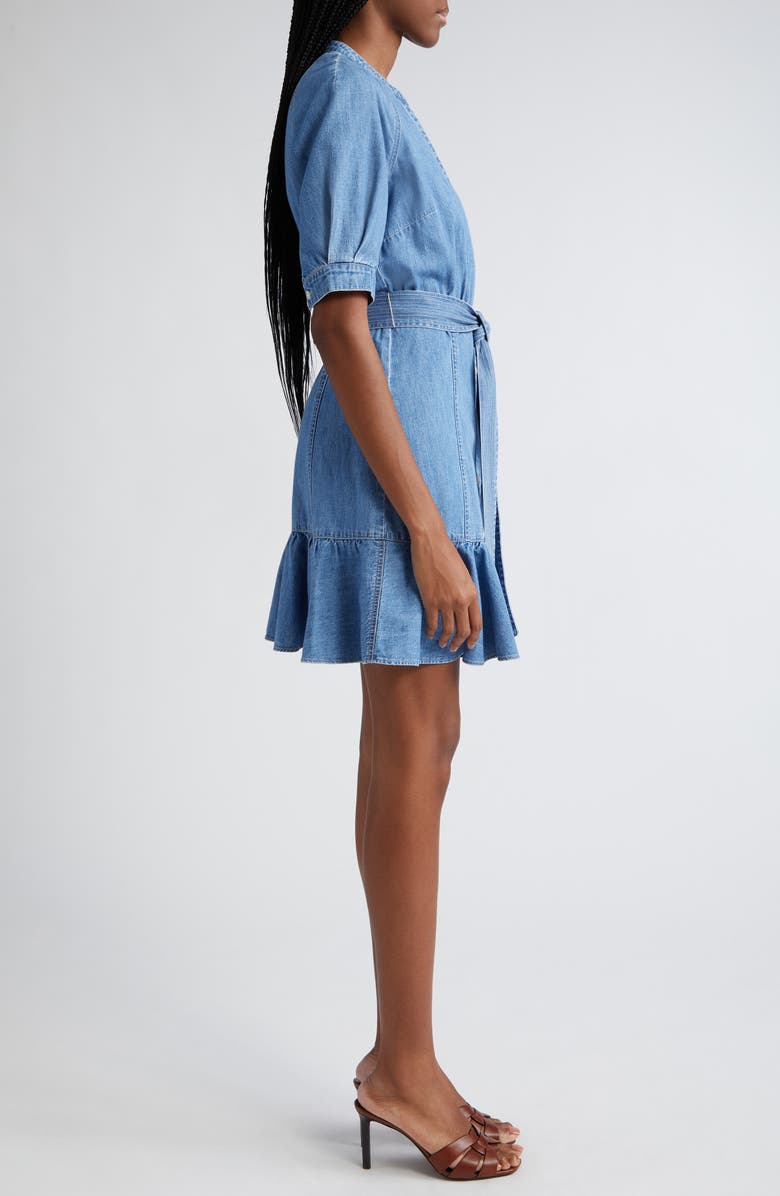 Veronica Beard Kanika Belted Denim Minidress, Alternate, color, Iceberg