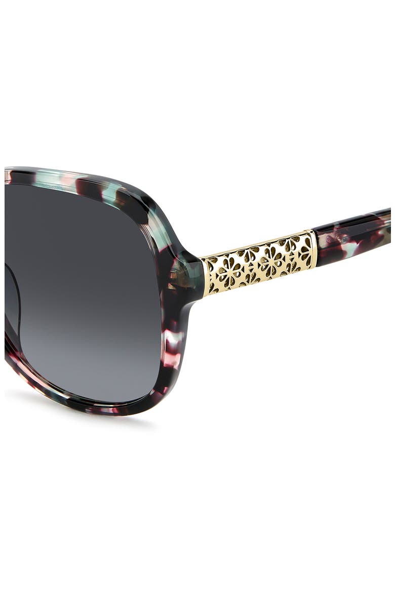 Eliza 57mm Geometric Sunglasses, Alternate, color, GREEN PINK HAVANA/ DARK GREY